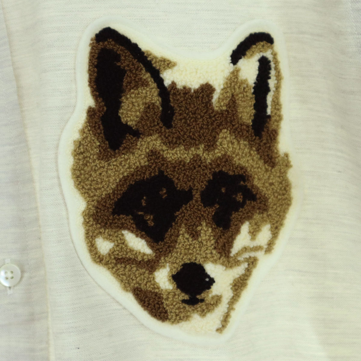 未使用 FINGER FOX AND SHIRTS フィンガーフォックスアンドシャツ 日本製 ワッペン 長袖 ボタンダウンシャツ S ホワイト系 メンズ