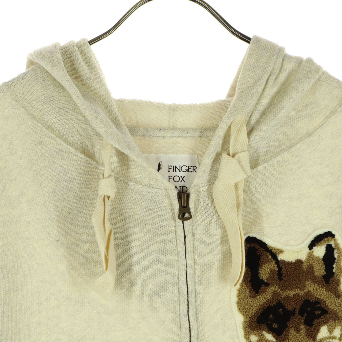 未使用 FINGER FOX AND SHIRTS フィンガーフォックスアンドシャツ 日本製 ワッペン 長袖 ジップパーカー M ホワイト系 メンズ