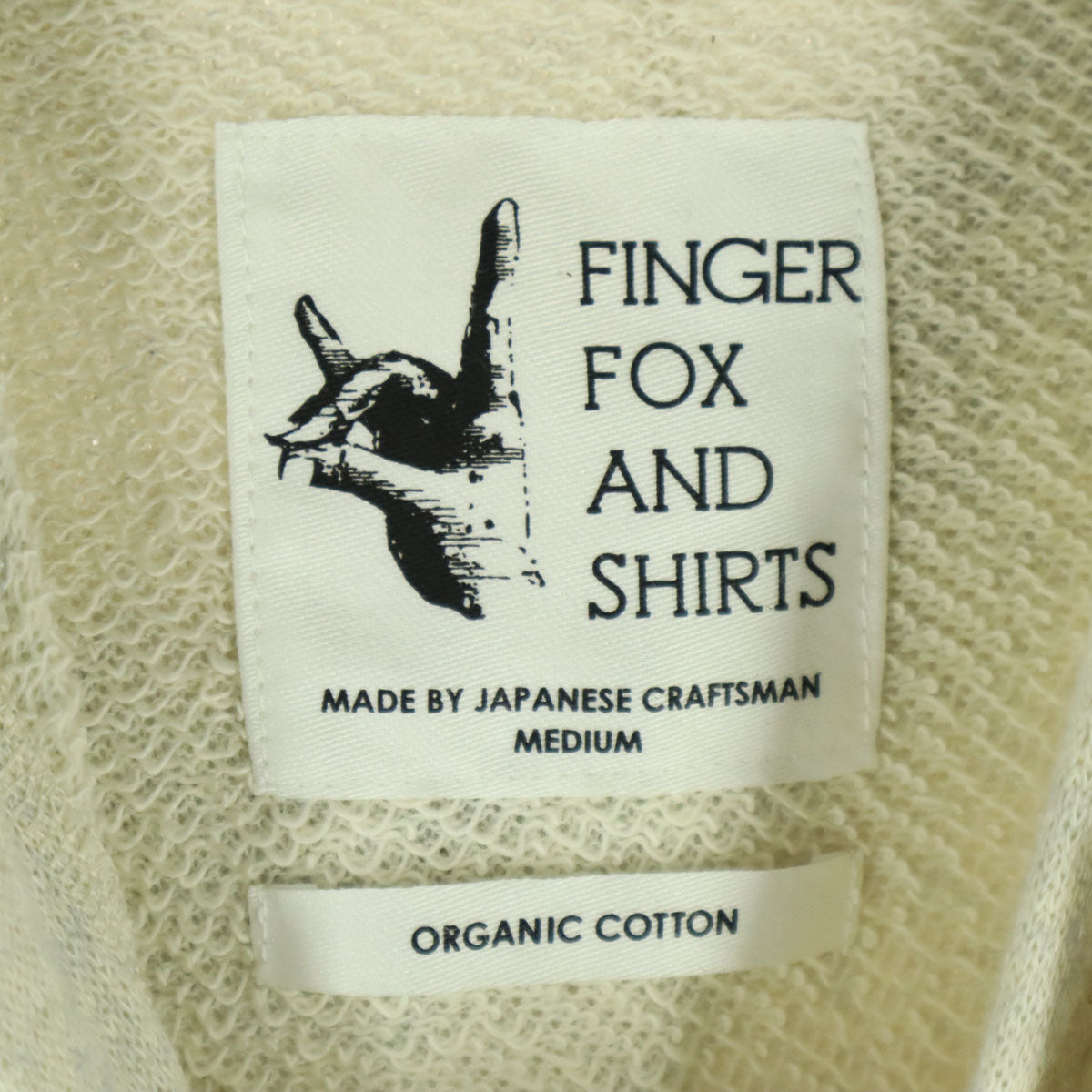 未使用 FINGER FOX AND SHIRTS フィンガーフォックスアンドシャツ 日本製 ワッペン 長袖 ジップパーカー M ホワイト系 メンズ