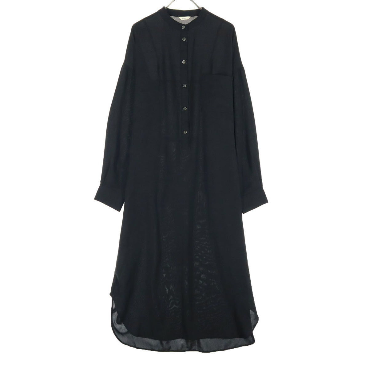 美品 CLANE クラネ 長袖 シャツワンピース 2 ブラック 胸ポケット レディース