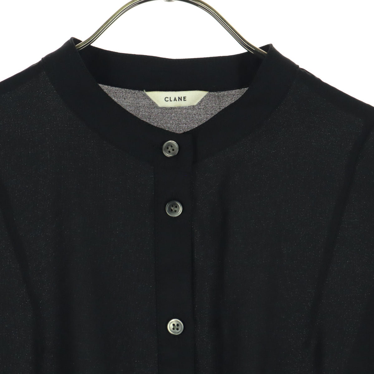 美品 CLANE クラネ 長袖 シャツワンピース 2 ブラック 胸ポケット レディース
