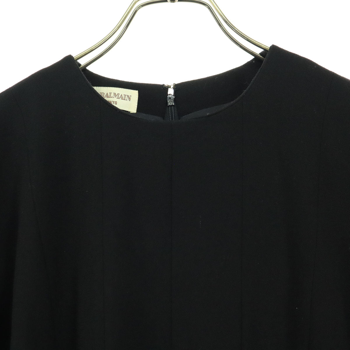 美品 MISS BALMAIN ミスバルマン 長袖 プリーツ ロングワンピース 7 ブラック レディース