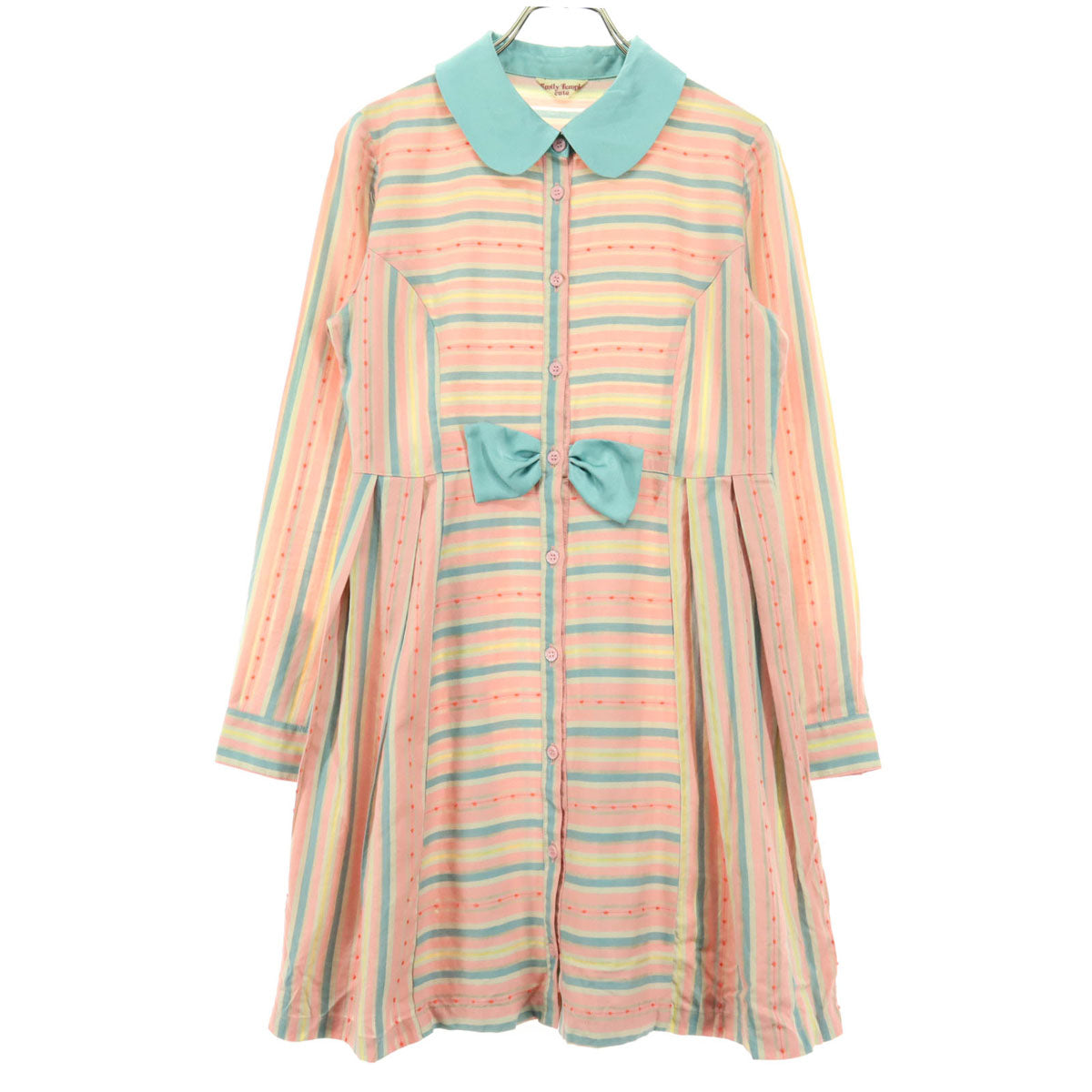 EmilyTemple cute エミリーテンプルキュート 日本製 ボーダー ストライプ 長袖 ワンピース ピンク系 レディース