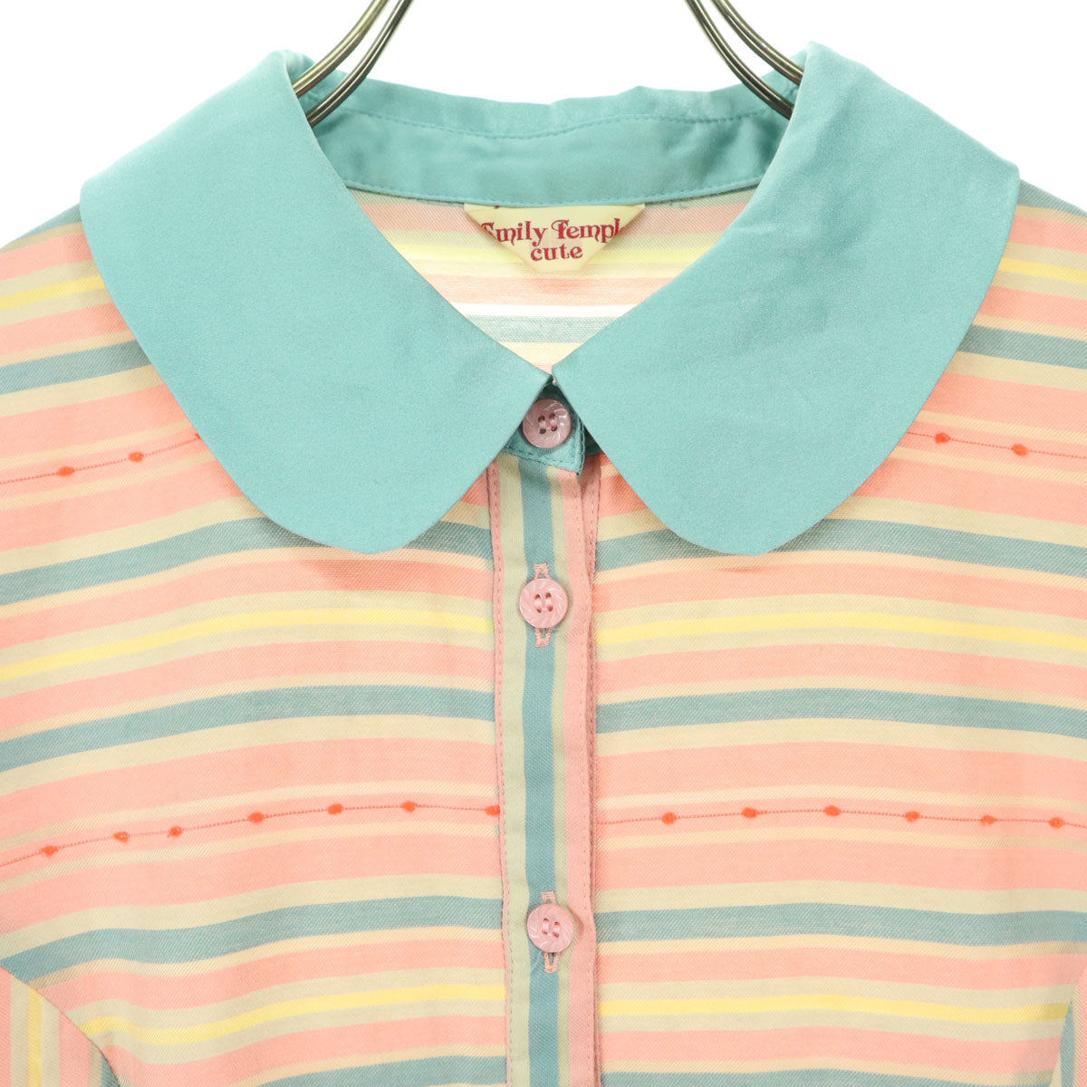 EmilyTemple cute エミリーテンプルキュート 日本製 ボーダー ストライプ 長袖 ワンピース ピンク系 レディース
