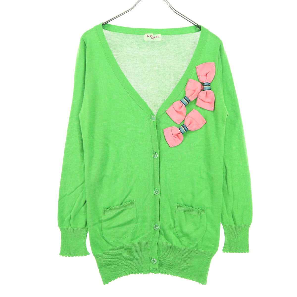 EmilyTemple cute エミリーテンプルキュート 長袖 ニットカーディガン グリーン リボン レディース
