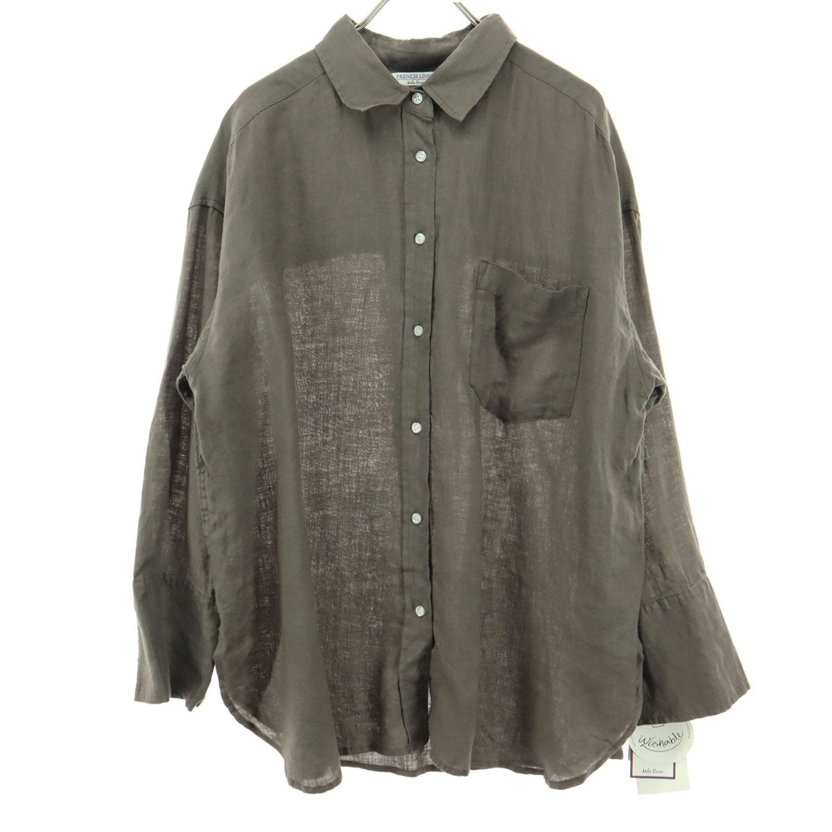 未使用 Mila Owen ミラオーウェン 長袖 リネンシャツ F ブラウン 09WFB221042 レディース