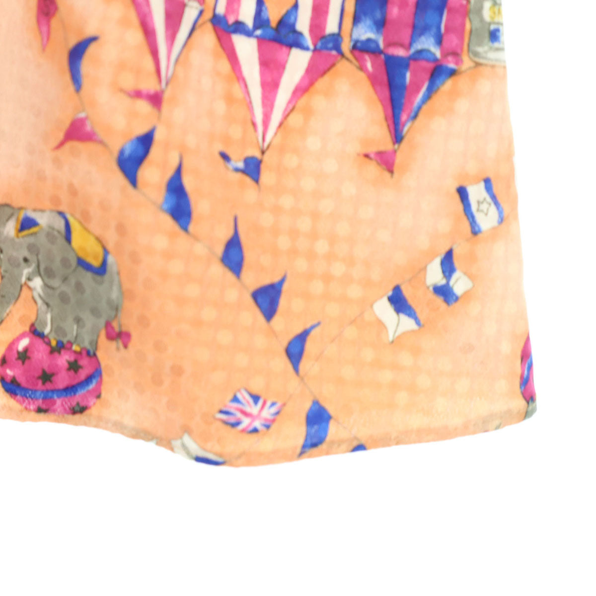 美品 MILK ミルク 日本製 サーカス柄 7分袖 膝丈ワンピース オレンジ リボン付 レディース