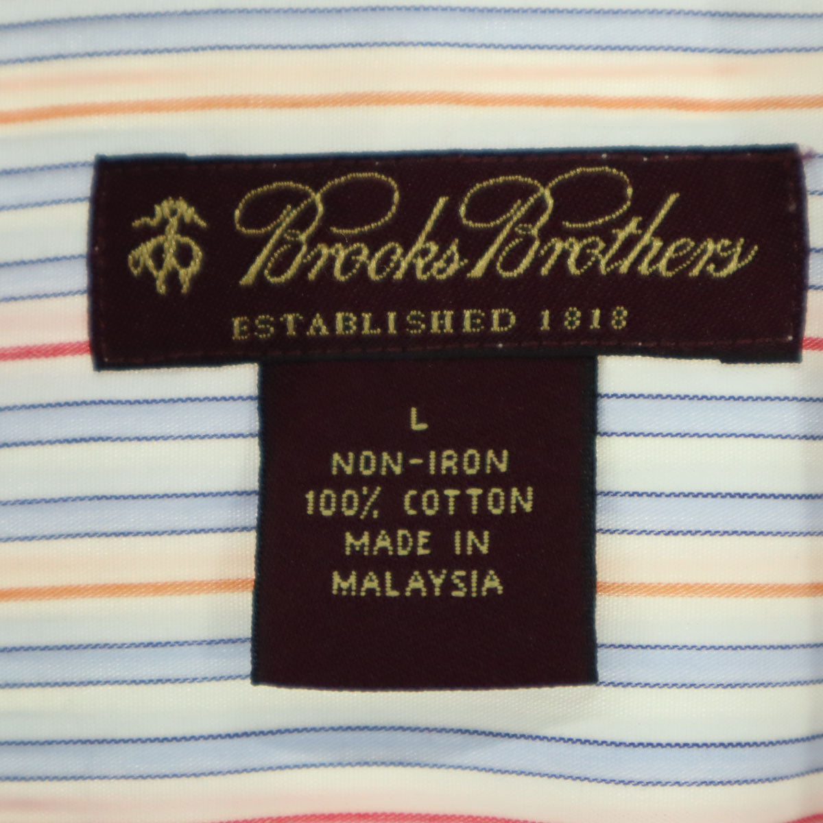 未使用 Brooks Brothers ブルックスブラザーズ ストライプ柄 長袖 コットンシャツ L ブルー系 胸ポケット メンズ