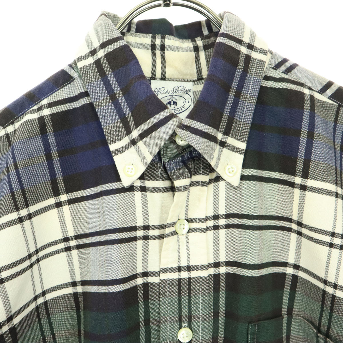 Brooks Brothers ブルックスブラザーズ USA製 チェック柄 長袖 ボボタンダウン コットンシャツ M ホワイト メンズ