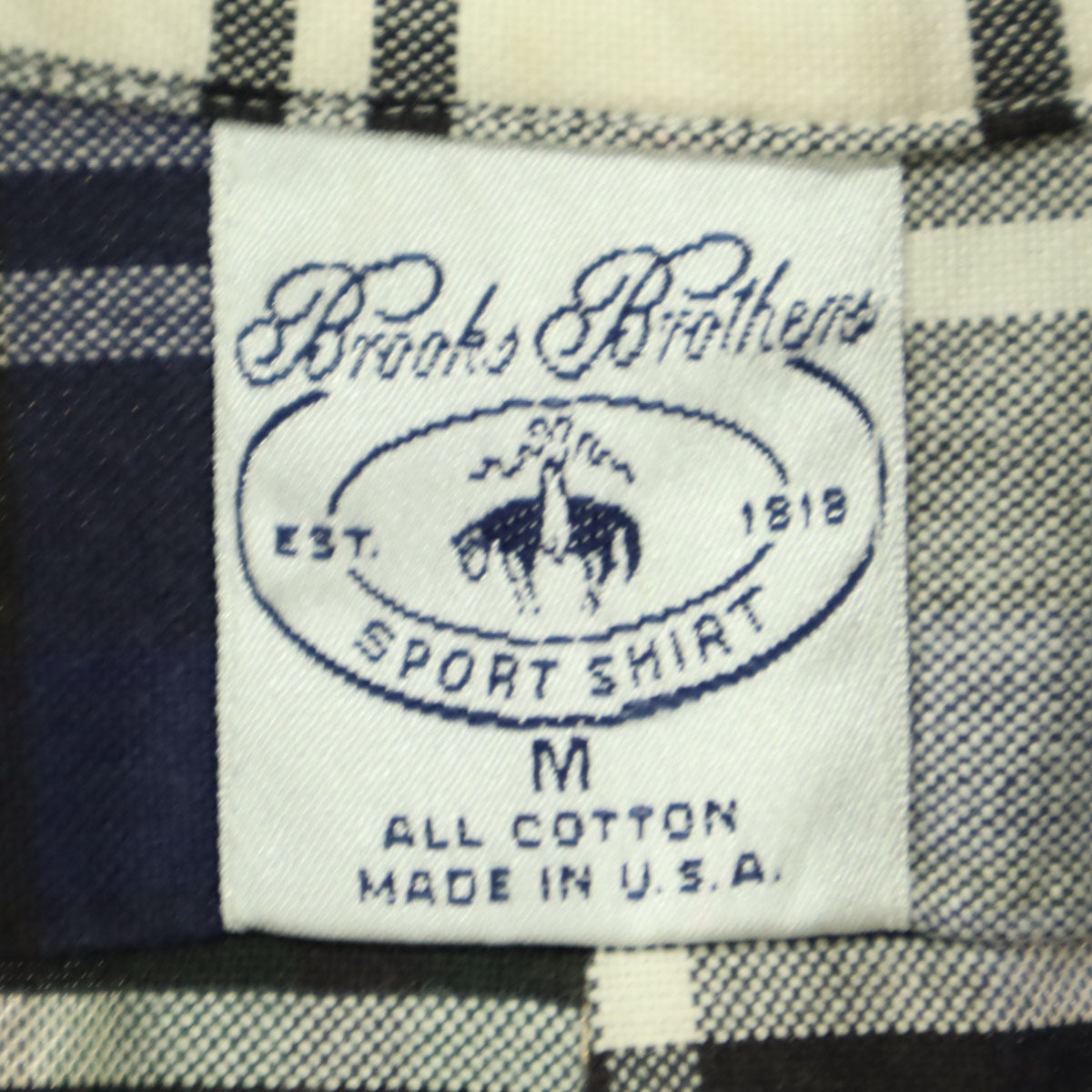 Brooks Brothers ブルックスブラザーズ USA製 チェック柄 長袖 ボボタンダウン コットンシャツ M ホワイト メンズ
