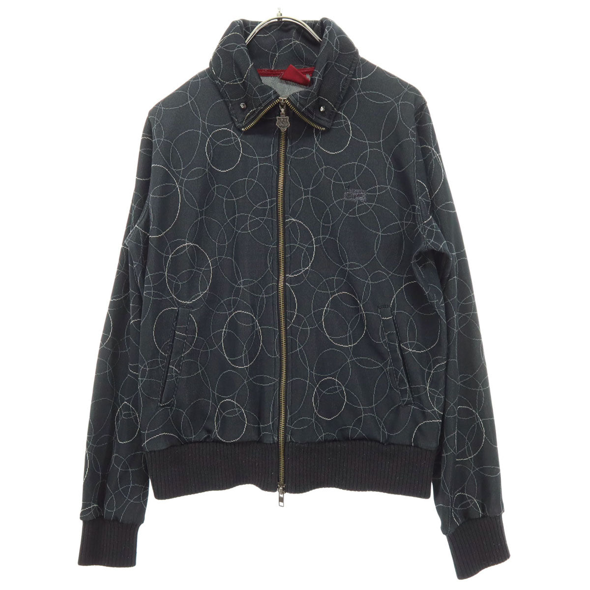 ONITSUKA TIGER オニツカタイガー 総柄 長袖 ジップジャケット L ブラック系 レディース