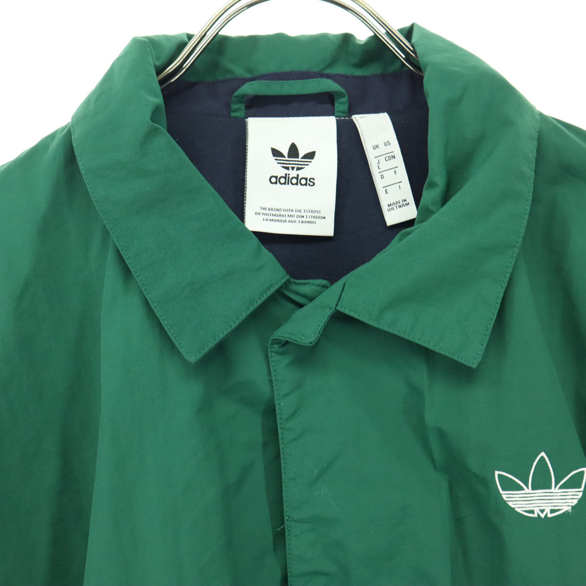 美品 adidas アディダス トレフォイルロゴ ツートンカラー 長袖 ナイロンジャケット L グリーン メンズ