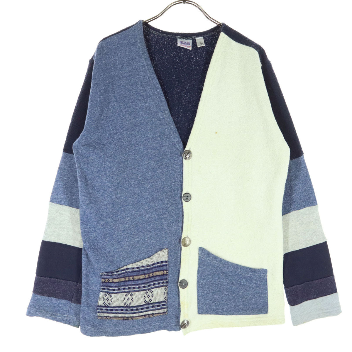 US RAGS ユーエスラグス USA製 長袖 ニットカーディガン M ブルー系 メンズ