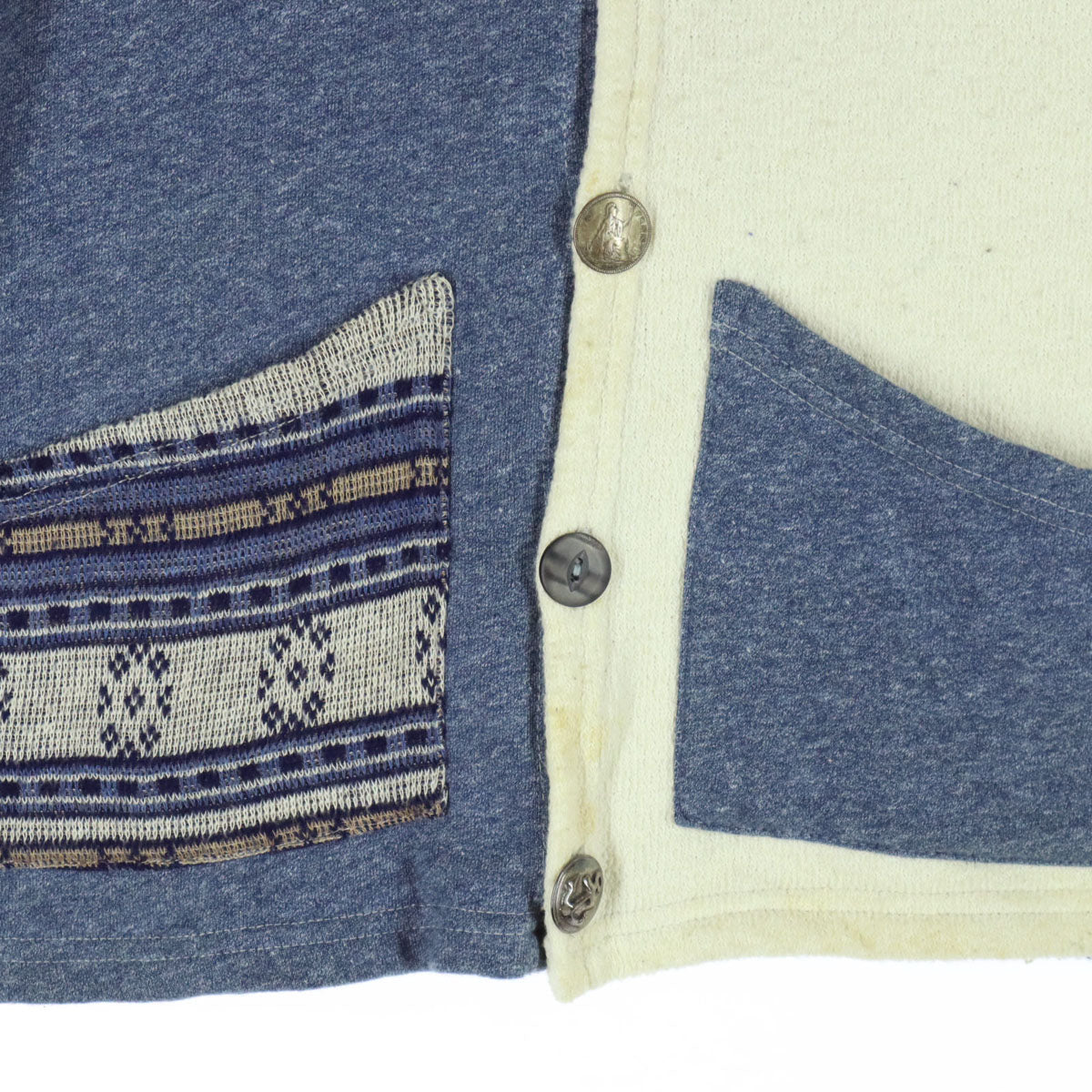 US RAGS ユーエスラグス USA製 長袖 ニットカーディガン M ブルー系 メンズ