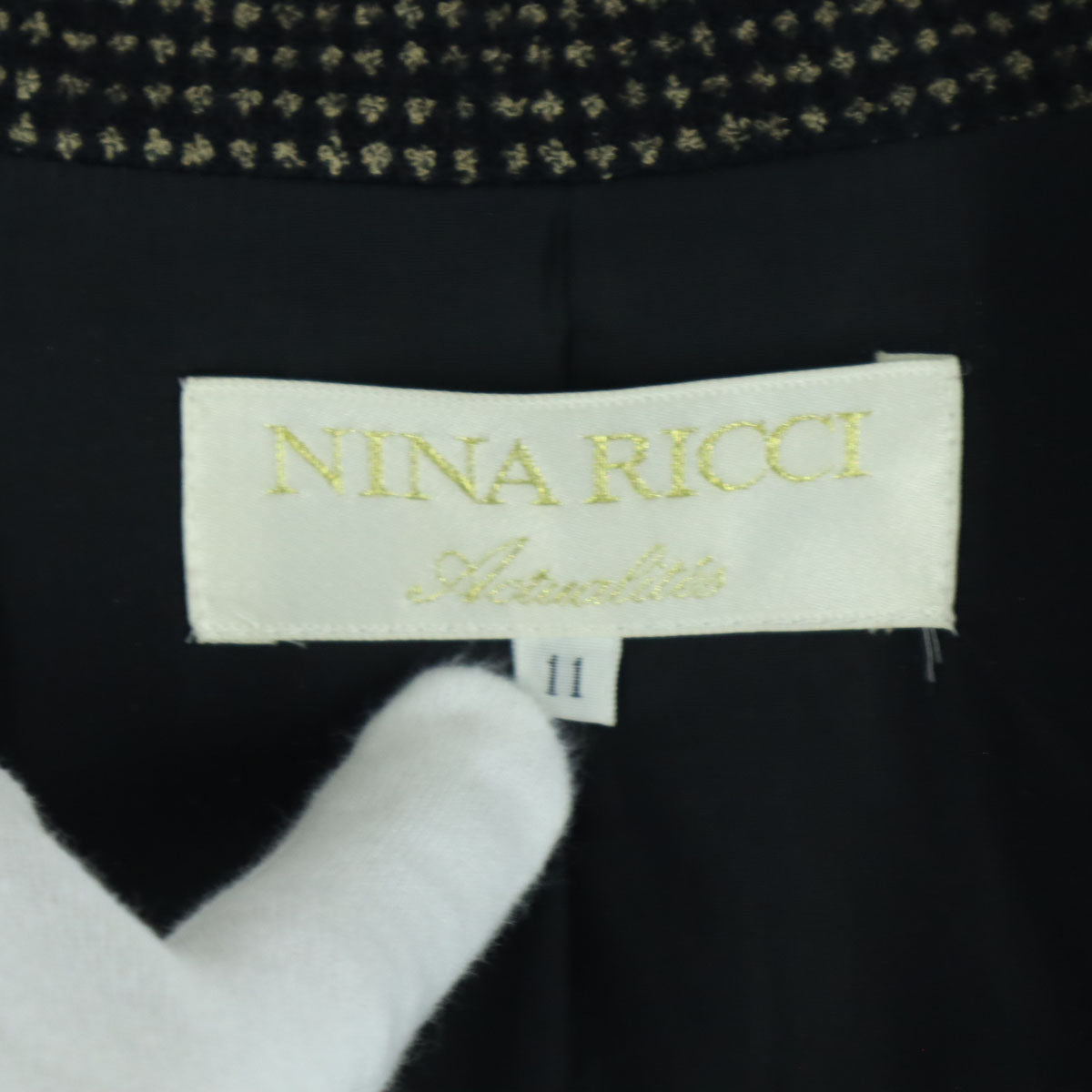 美品 NINA RICCI ニナリッチ 長袖 テーラードジャケット 11 ブラック レディース
