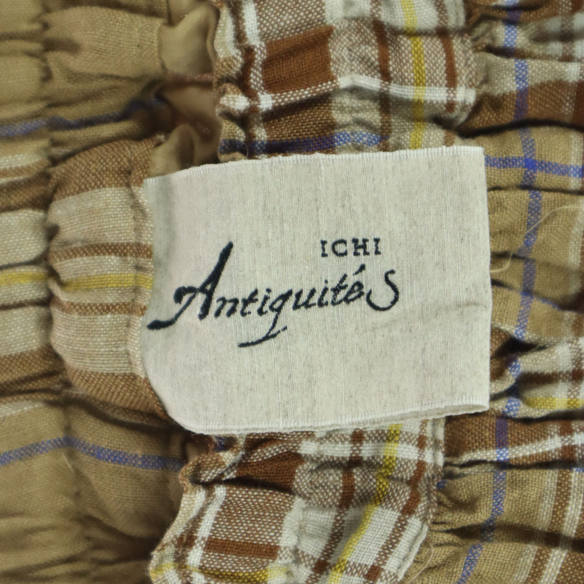 美品 ICHI Antiquites イチアンティークス 日本製 チェック柄 ロング丈 フレアスカート ブラウン系 レディース