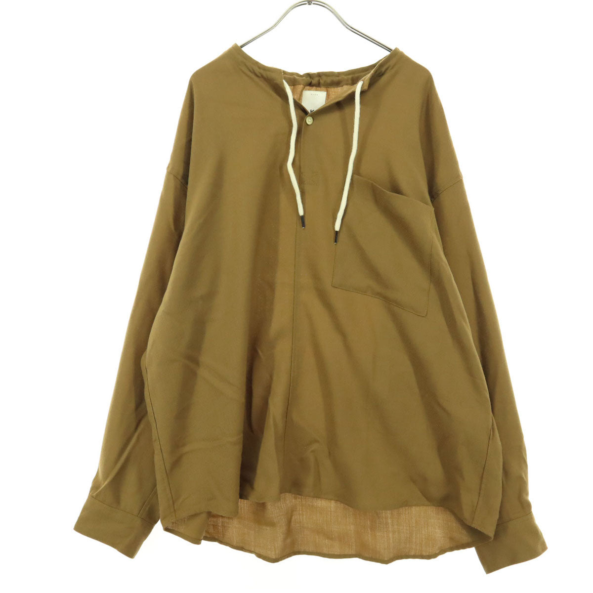 KURO クロ 日本製 長袖 ノーカラーシャツ 1 ブラウン系 メンズ