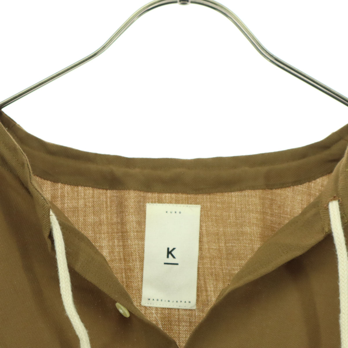 KURO クロ 日本製 長袖 ノーカラーシャツ 1 ブラウン系 メンズ