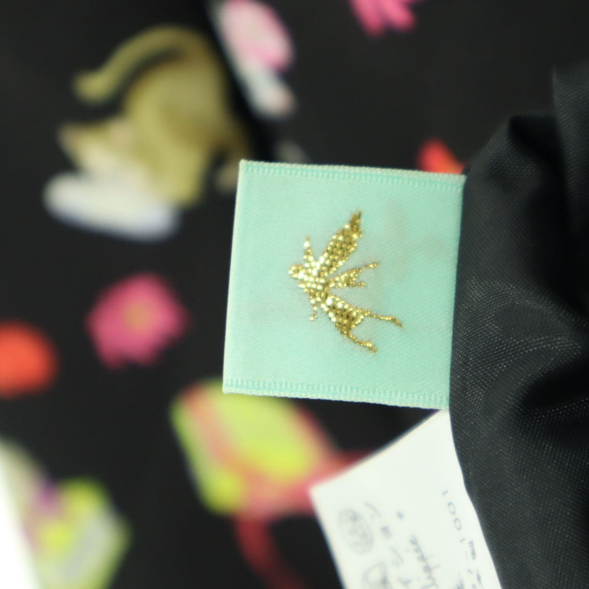 美品 Franche lippee フランシュリッペ 日本製 アニマル柄 ミニ丈 フレアスカート M ブラック 猫 レディース