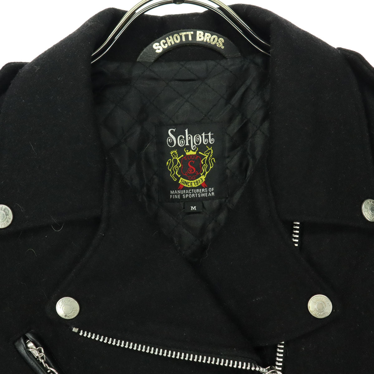 schott ショット 長袖 ライダースジャケット M ブラック 袖切替 羊革 レディース