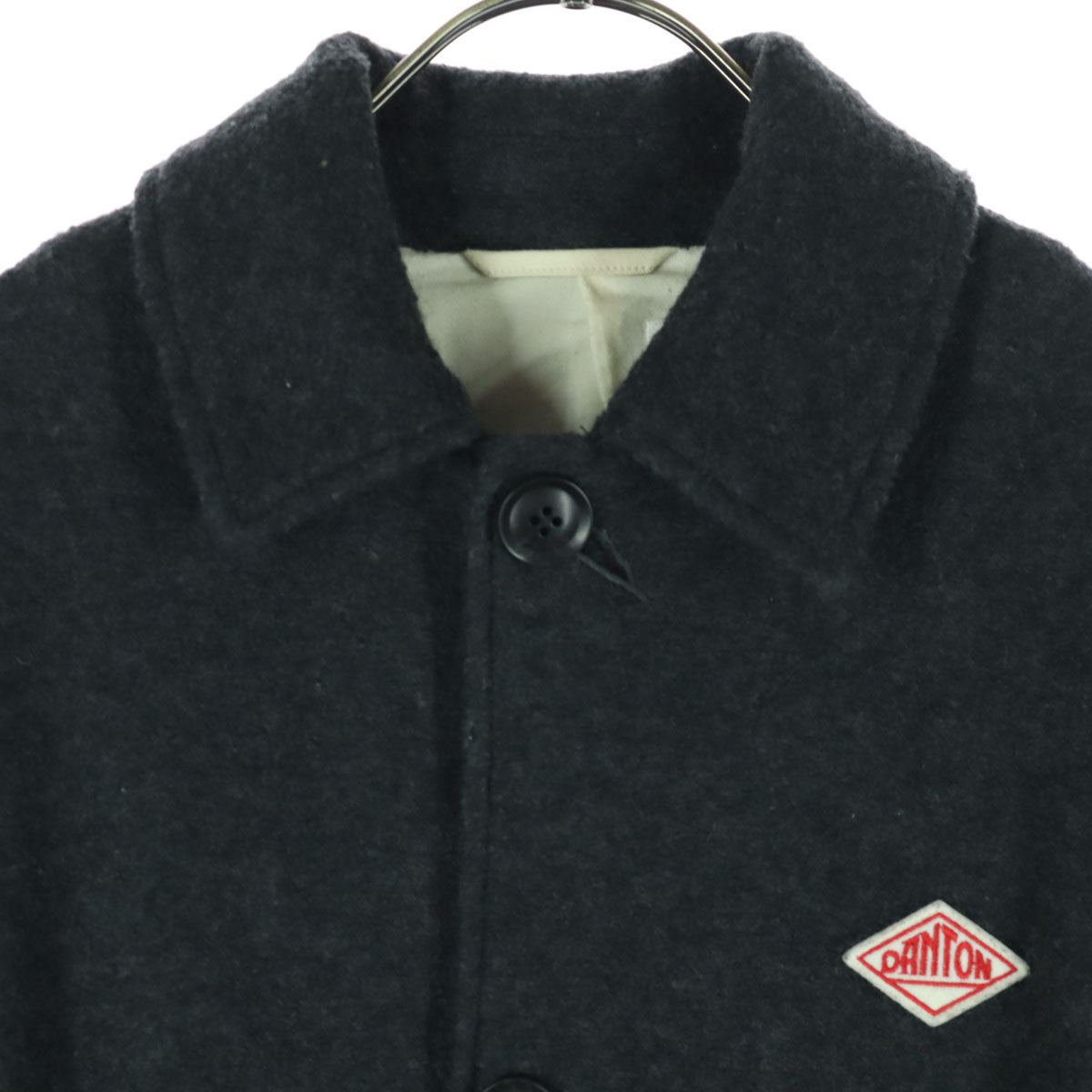 美品 Danton ダントン 日本製 ワッペン 長袖 ロングコート 34 ブラック メンズ