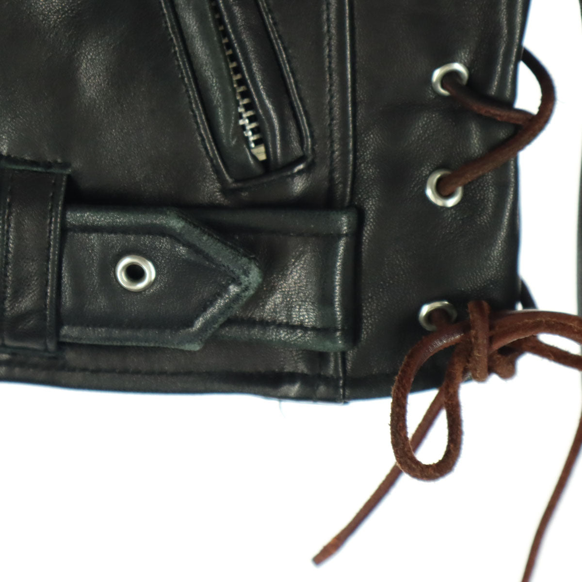 NINE ナイン 長袖 ダブルライダースジャケット F ブラック サイドレースアップ メンズ