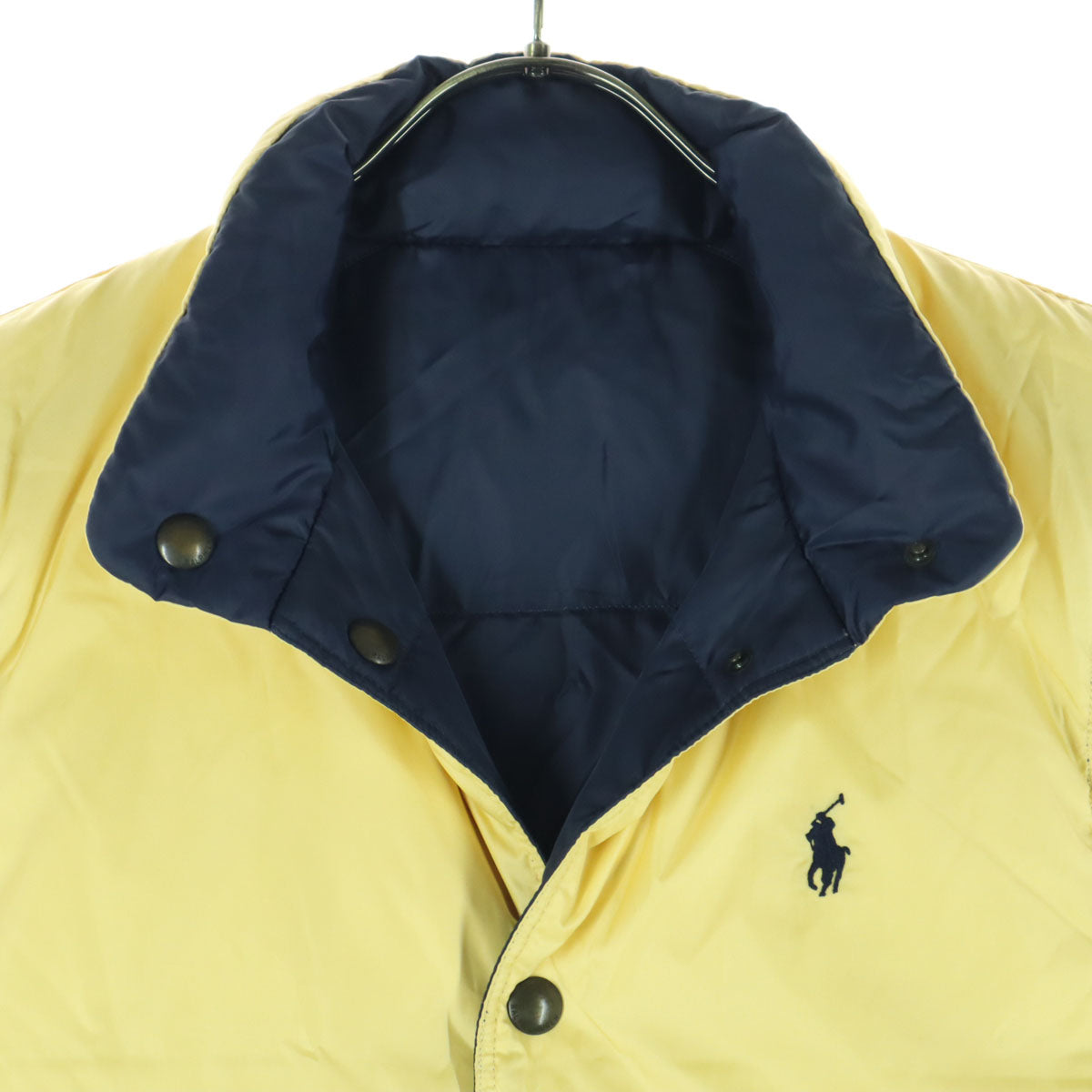美品 Polo by Ralph Lauren ポロバイラルフローレン リバーシブル ダウンベスト S イエロー ネイビー メンズ