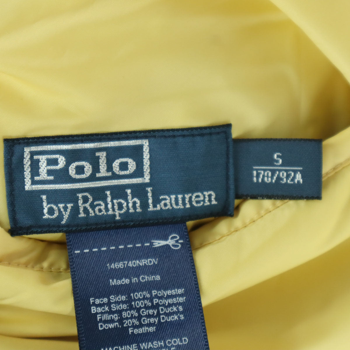 美品 Polo by Ralph Lauren ポロバイラルフローレン リバーシブル ダウンベスト S イエロー ネイビー メンズ