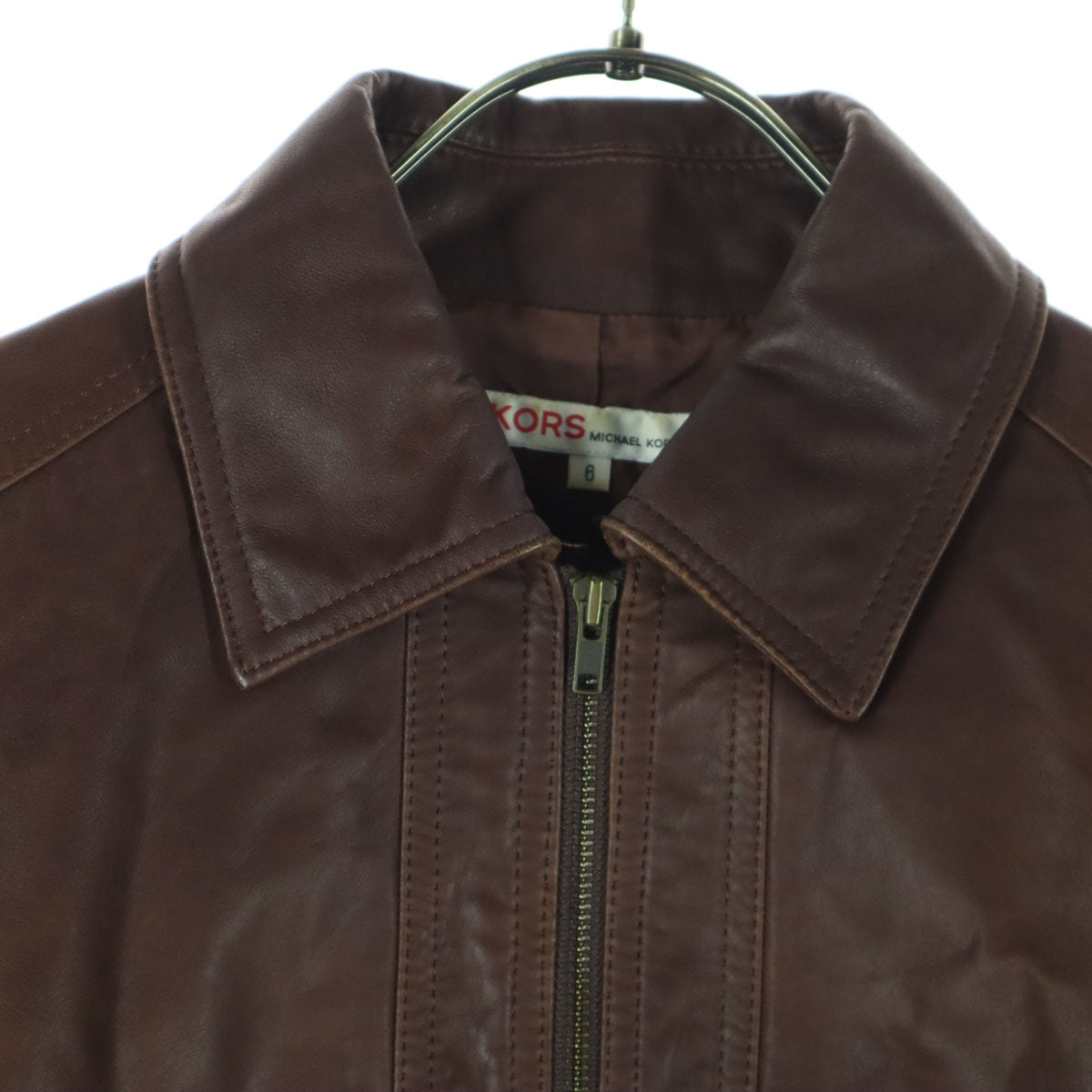 Michael Kors マイケルコース 長袖 レザージャケット 6 ブラウン レディース
