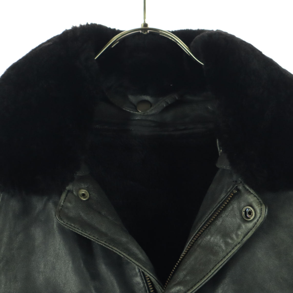 長袖 G-1タイプ レザージャケット L ブラック ライナー ファー取外し可能 羊革 メンズ