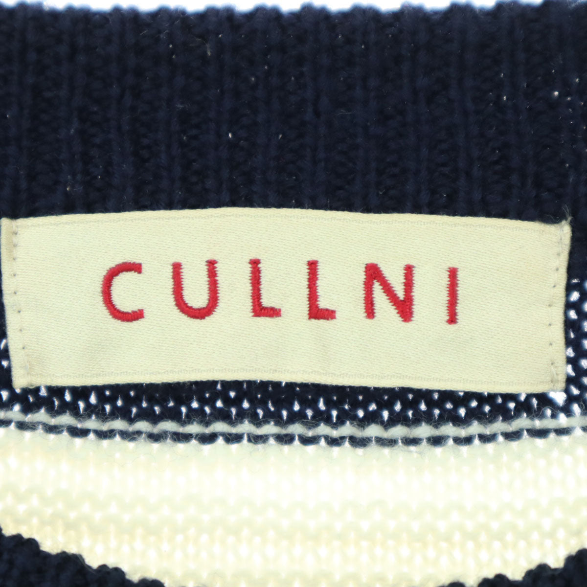 CULLNI クルニ 日本製 ボーダー柄 長袖 セーター 2 ネイビー レディース