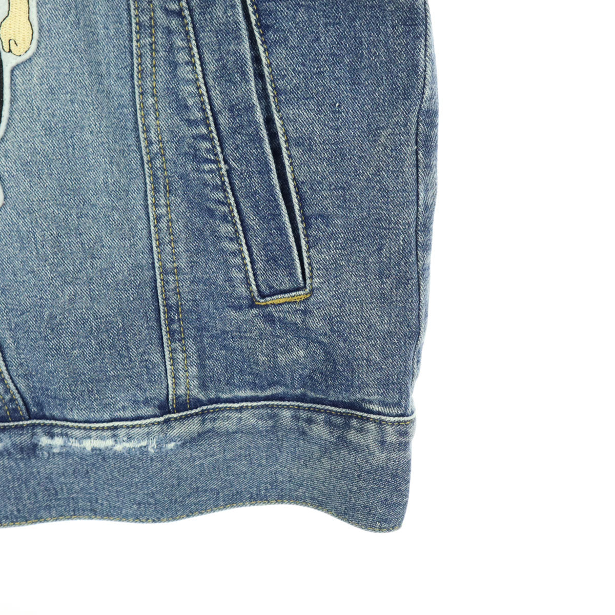 美品 ONE PIECE ワンピース EXIEEE イグジー コラボ キャラクターワッペン 長袖 デニムジャケット M ブルー系 メンズ