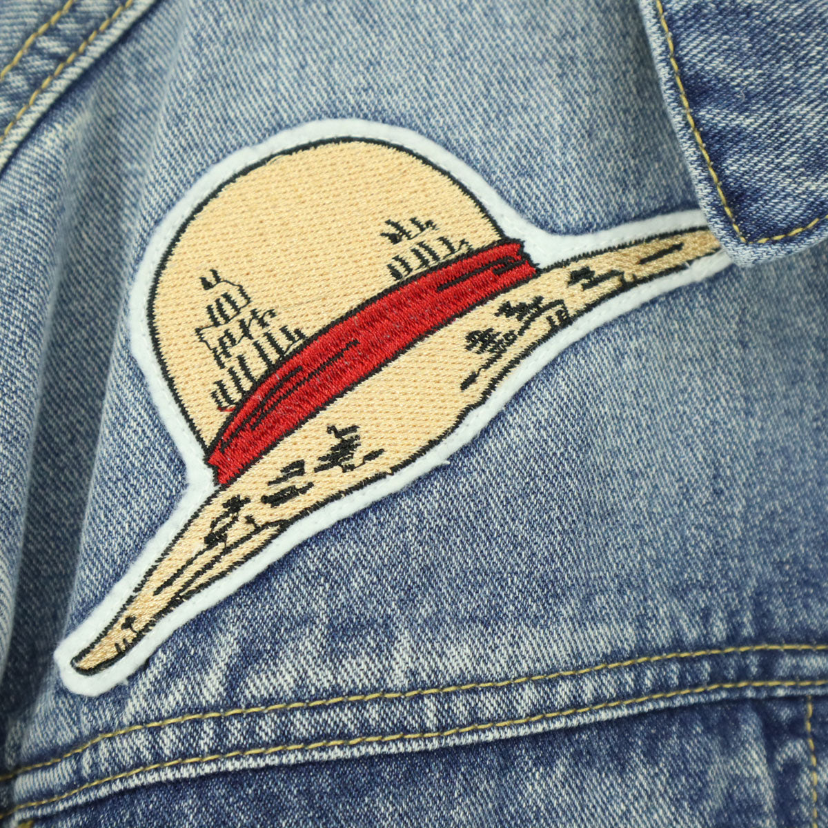 美品 ONE PIECE ワンピース EXIEEE イグジー コラボ キャラクターワッペン 長袖 デニムジャケット M ブルー系 メンズ