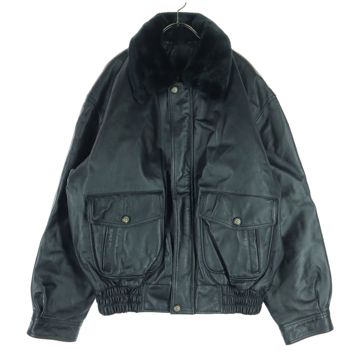 EPO CH エポック A-2タイプ 長袖 レザージャケット LL ブラック メンズ