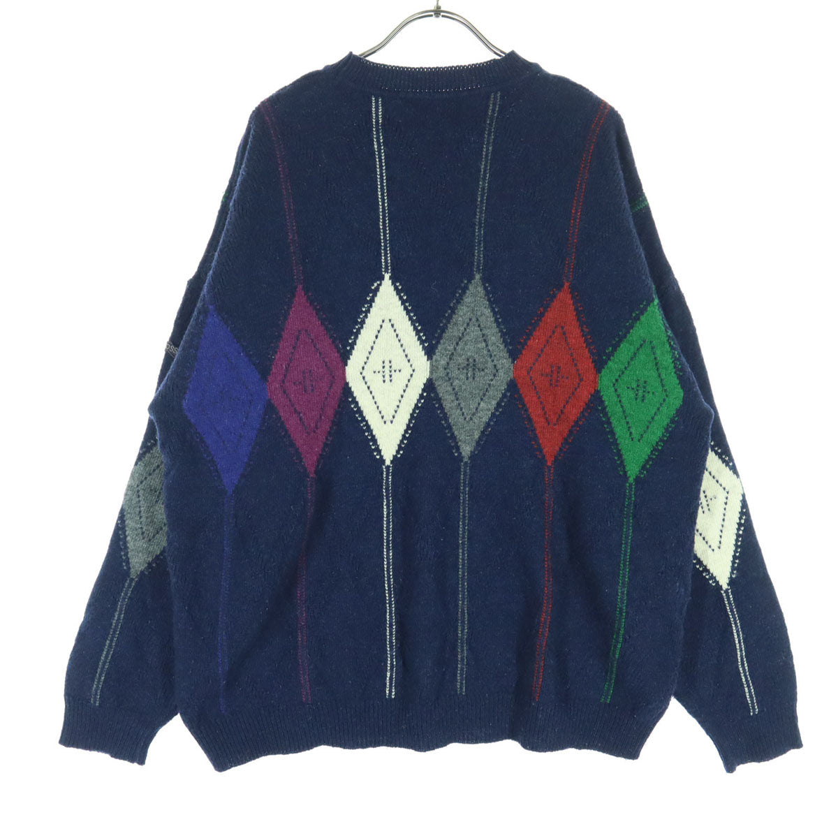 HUGO BOSS ヒューゴボス ドイツ製 アーガイル柄 長袖 ニット 46 ネイビー メンズ