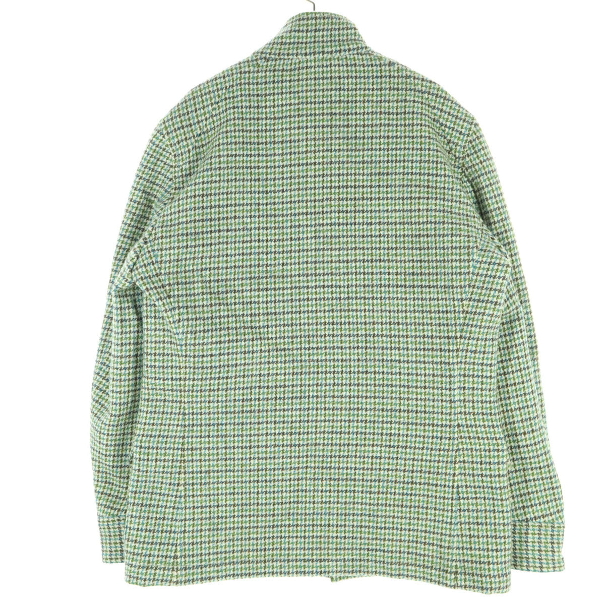 美品 HARRIS TWEED ハリスツイード 千鳥格子柄 長袖 ジップジャケット 48 グリーン メンズ