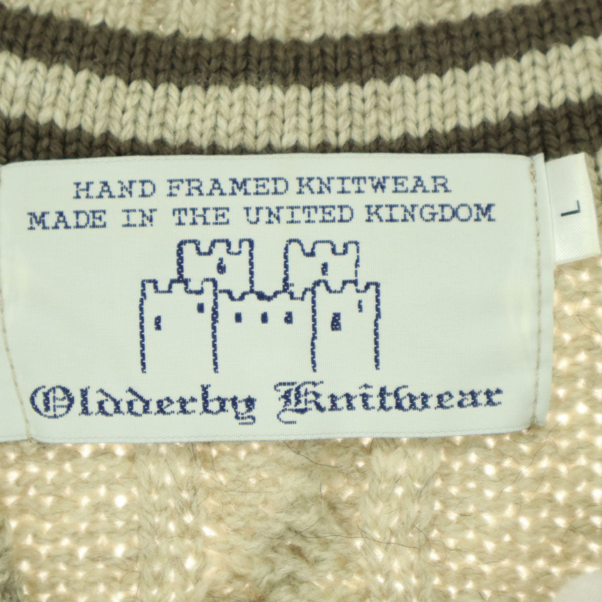 Oldderby Knitwear オールドダービーニットウェア 長袖 Vネック ニットベスト L ベージュ レディース