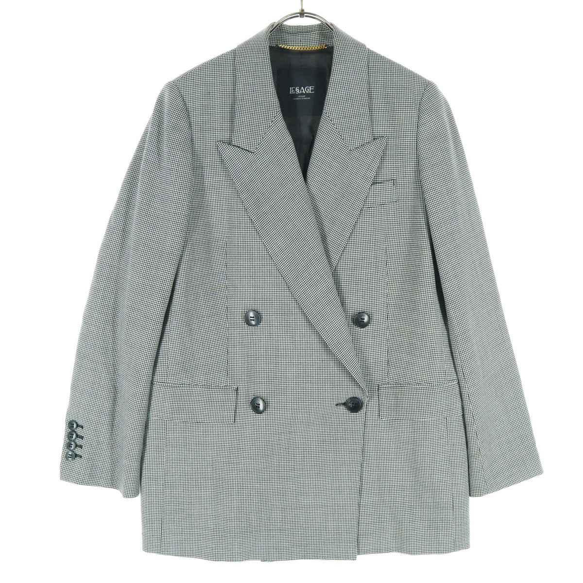 JOURNAL STANDARD L'ESSAGE ジャーナルスタンダードレサージュ 日本製 千鳥格子柄 長袖 ダブル テーラードジャケット ブラック系 レディース