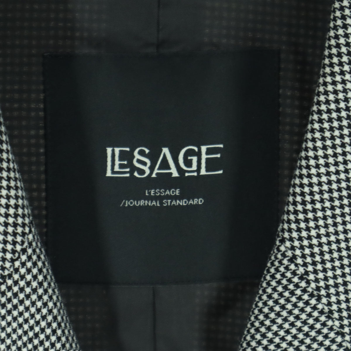 JOURNAL STANDARD L'ESSAGE ジャーナルスタンダードレサージュ 日本製 千鳥格子柄 長袖 ダブル テーラードジャケット ブラック系 レディース