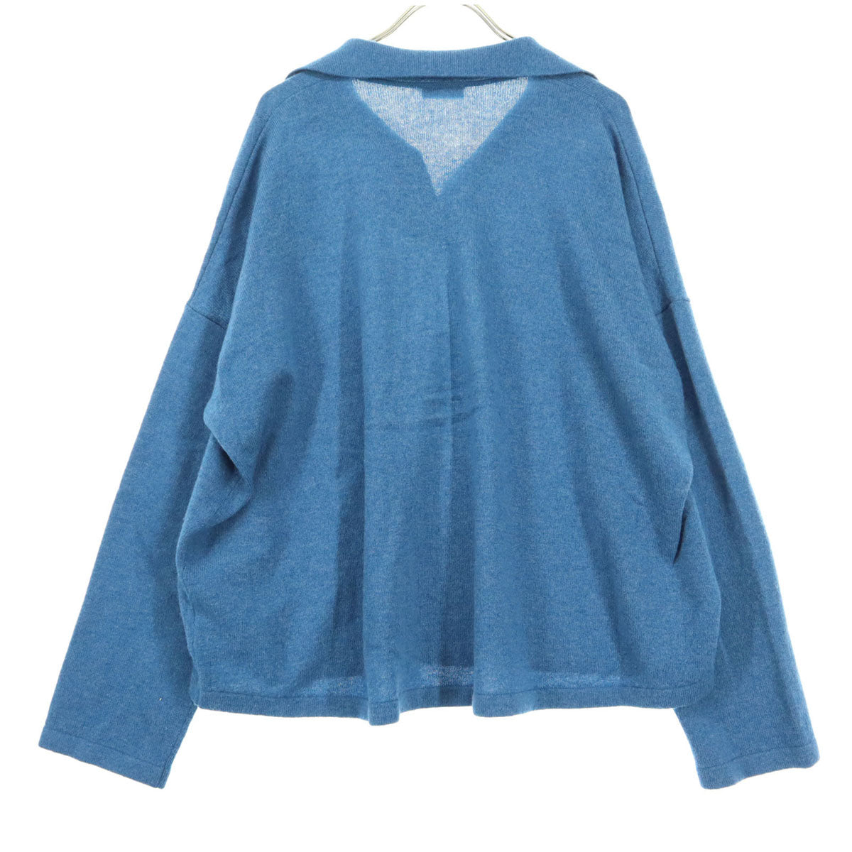 AKRIS punto アクリスプント 長袖 スキッパー ニットポロ セーター 8 ブルー レディース