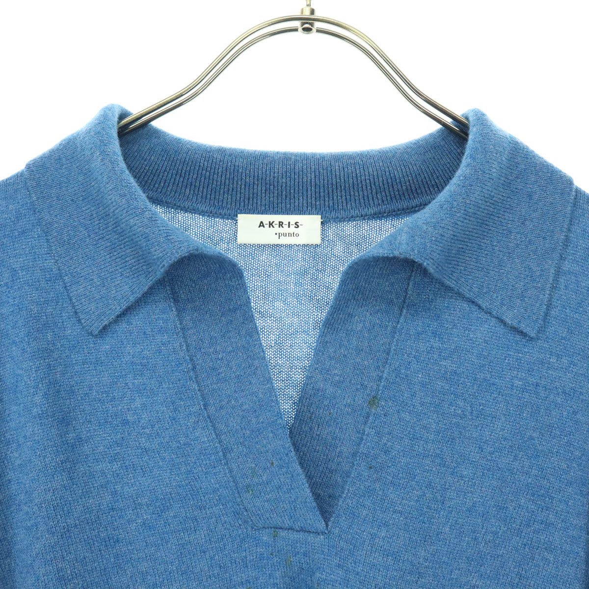 AKRIS punto アクリスプント 長袖 スキッパー ニットポロ セーター 8 ブルー レディース
