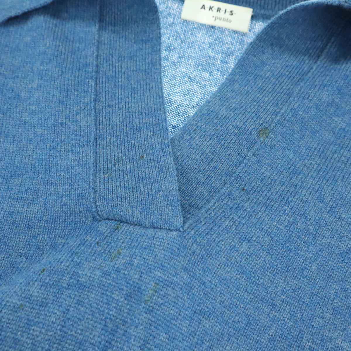 AKRIS punto アクリスプント 長袖 スキッパー ニットポロ セーター 8 ブルー レディース
