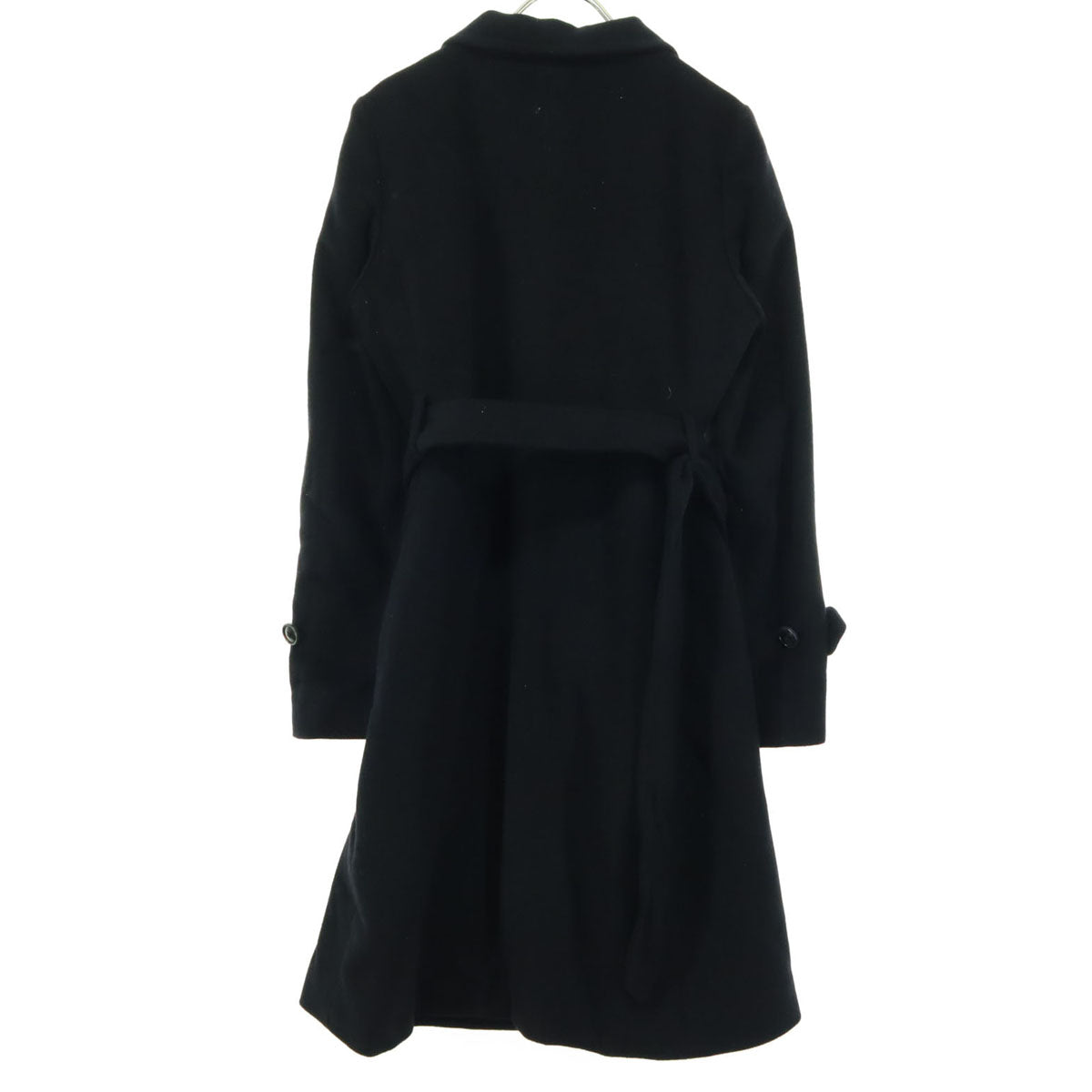 美品 UNITED ARROWS TOKYO ユナイテッドアローズ 東京 日本製 ベルテッド ウールコート 38 ブラック レディース