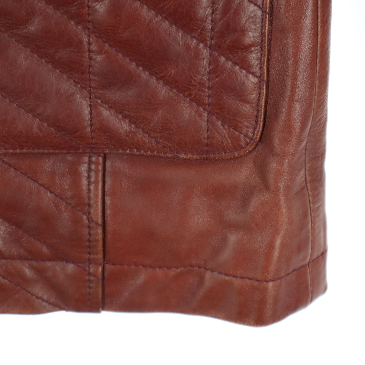 ABAHOUSE アバハウス 長袖 キルティング レザージャケット 2 ブラウン系 牛革 メンズ