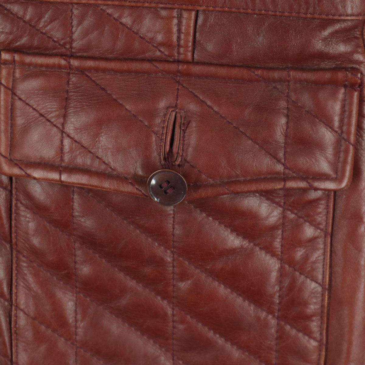 ABAHOUSE アバハウス 長袖 キルティング レザージャケット 2 ブラウン系 牛革 メンズ