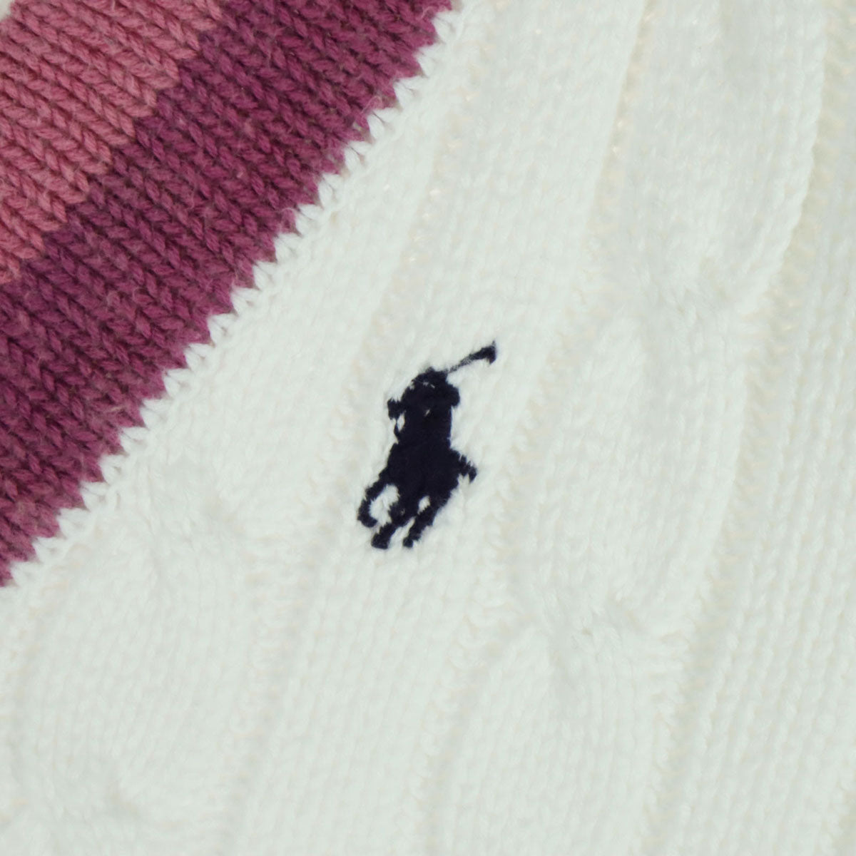 美品 Polo by Ralph Lauren ポロバイラルフローレン 90s オールド フィッシャーマン 長袖 Vネック ケーブル編み コットン ニット 170 ホワイト レディース