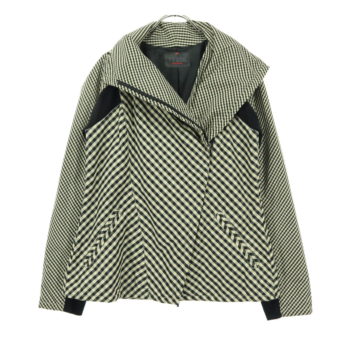 美品 HIROKO KOSHINO ヒロココシノ ギンガムチェック 長袖 中綿ジャケット 40 ブラック トランク TRUNK レディース