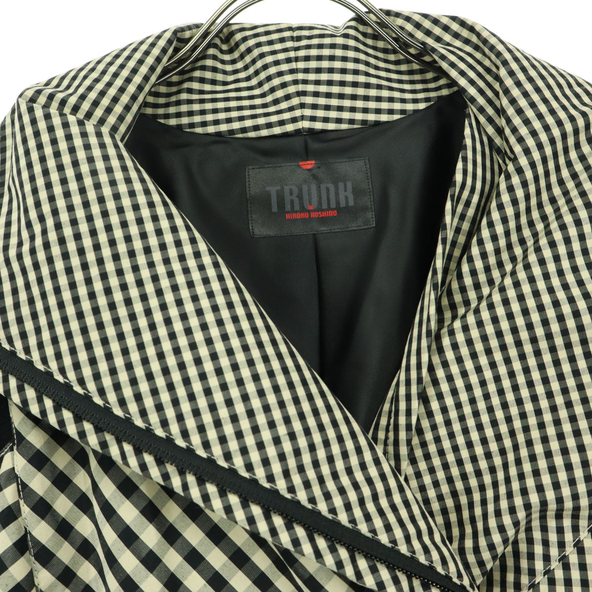 美品 HIROKO KOSHINO ヒロココシノ ギンガムチェック 長袖 中綿ジャケット 40 ブラック トランク TRUNK レディース