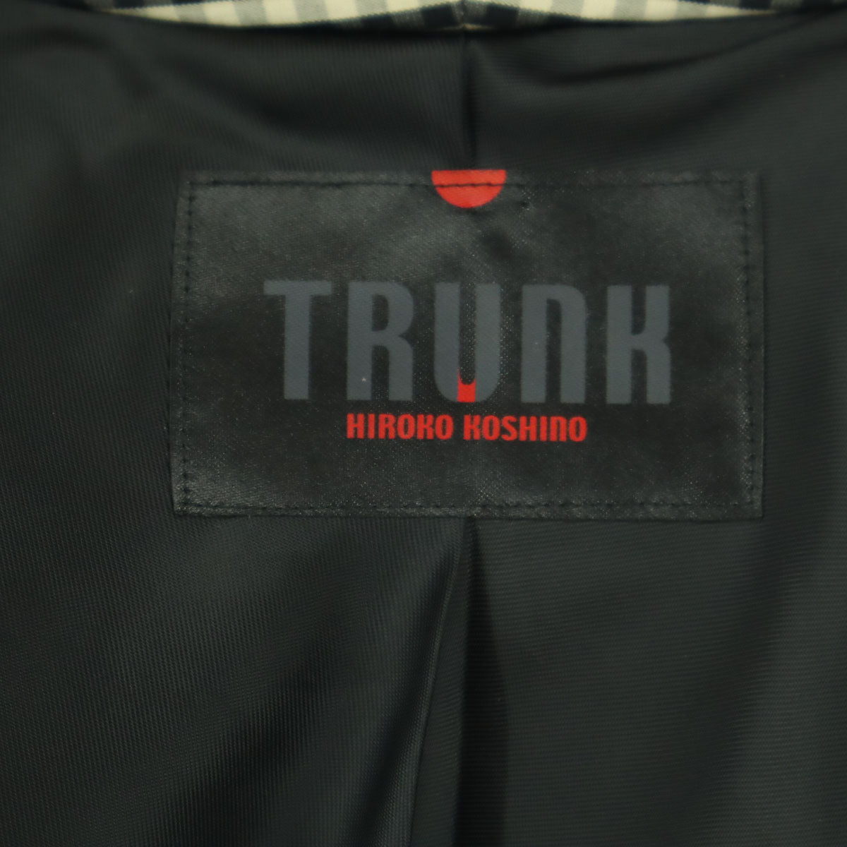 美品 HIROKO KOSHINO ヒロココシノ ギンガムチェック 長袖 中綿ジャケット 40 ブラック トランク TRUNK レディース