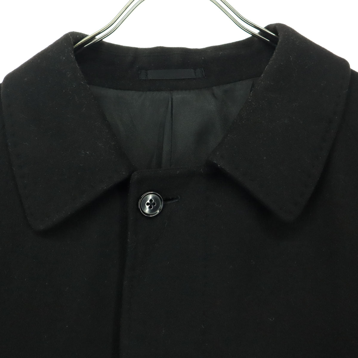 美品 CASHMERE BLEND カシミヤブレンド 長袖 カシミヤ ステンカラーコート A5 ブラック メンズ